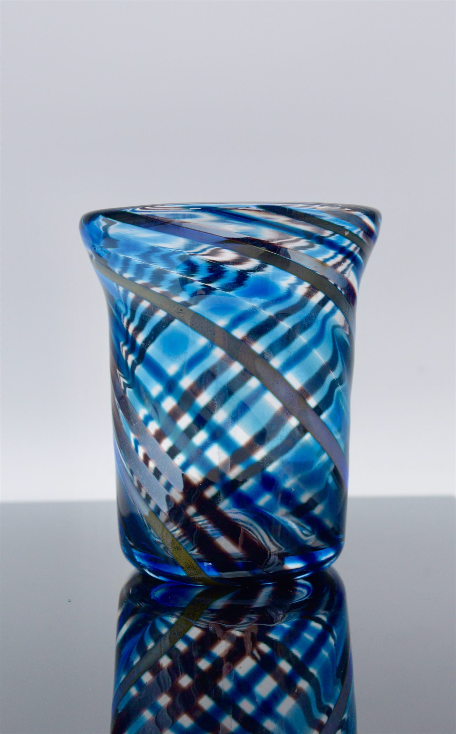 Twisted Optic Cane with Metallic and Blues