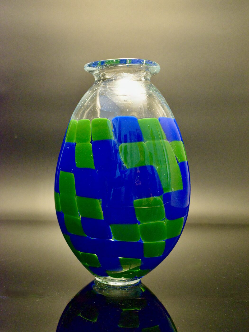 Op Art Ellipsoid in Blue and Green