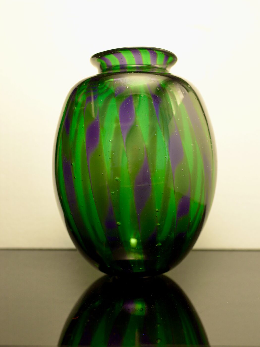 Ellipsoid in Green and Violet Stripes