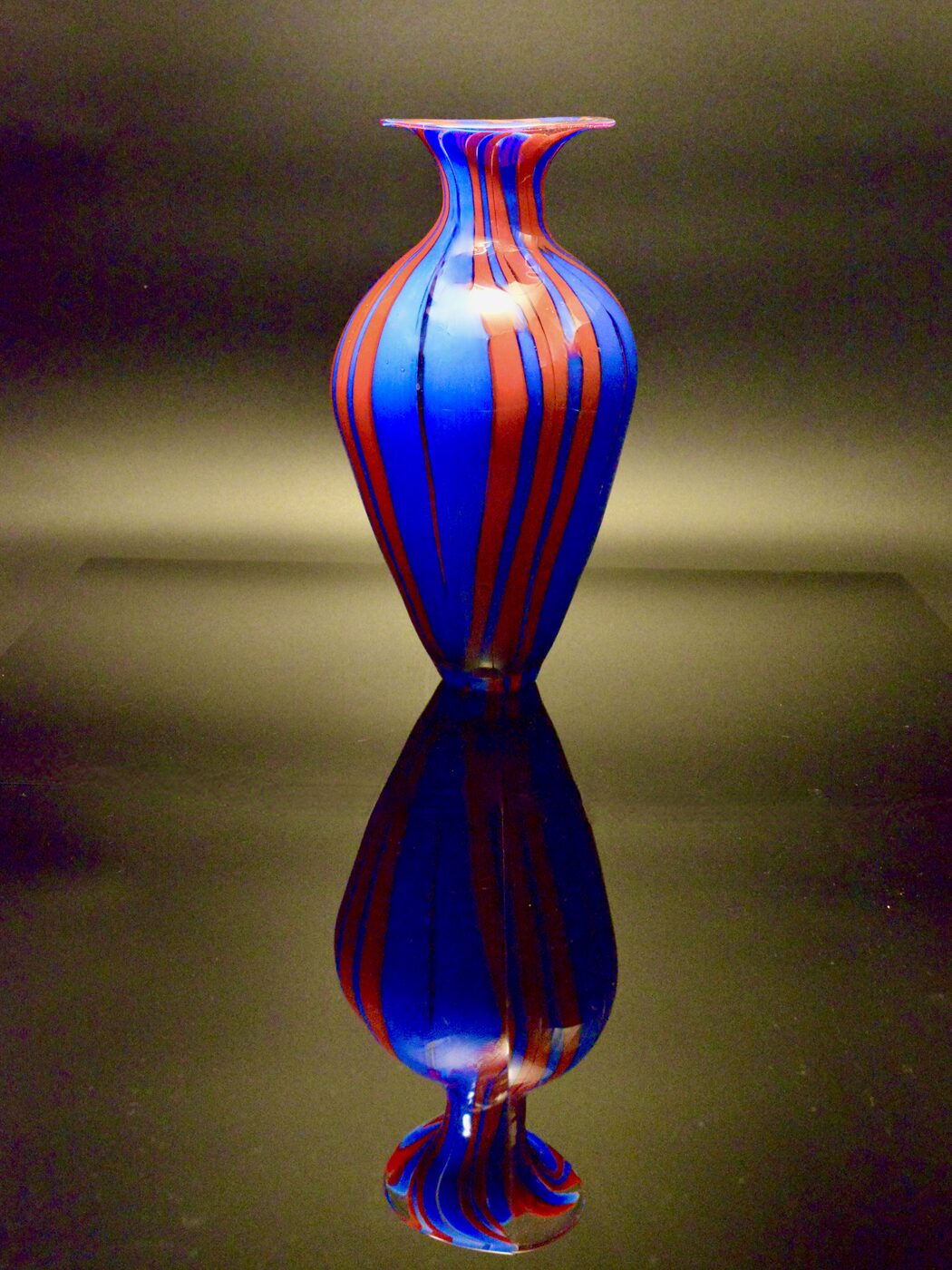 Pattern-Melted Amphora in Blue and Red