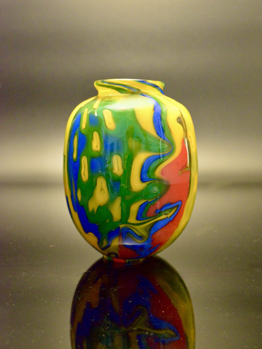 Pattern-Melted Ellipsoid in Green, Red, Yellow and Blue