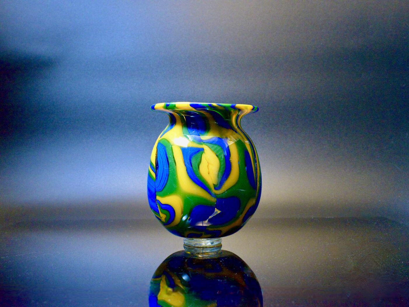 Pattern-Melted Spheroid in Blue, Green and Yellow