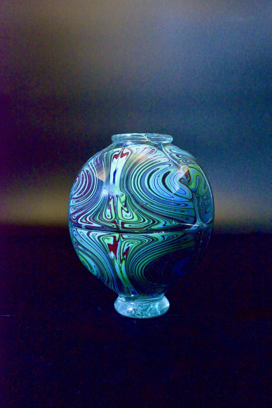 Pattern-Melted Spheroid in Green and Blue