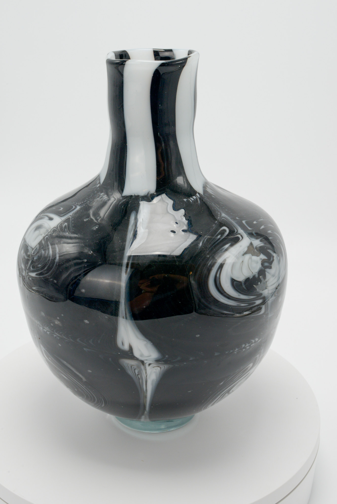 Pattern-Melted Vase in Black and White