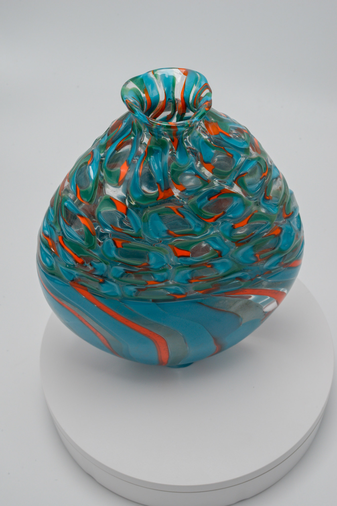 Murrini Encalmo Ellipsoid in Blue, Sea Green and Orange