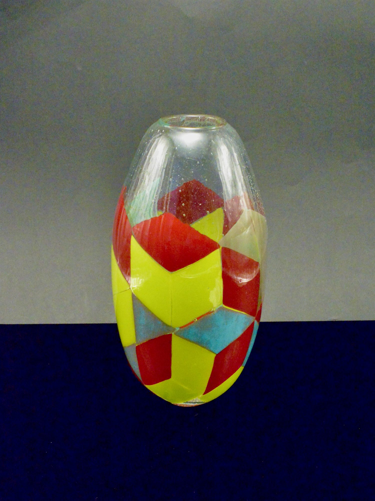 OpArt Bud Vase in Red, Yellow, Green and Turquoise