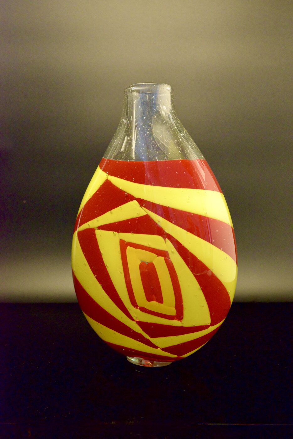 Op Art Spiral Rectangle in Red and Yellow
